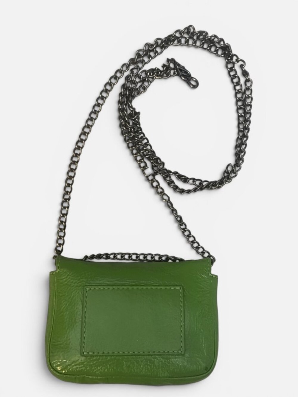 VTG HOBO International Mini Bag Green Patent Leather Turn Lock Convertible Pouch - Picture 7 of 11